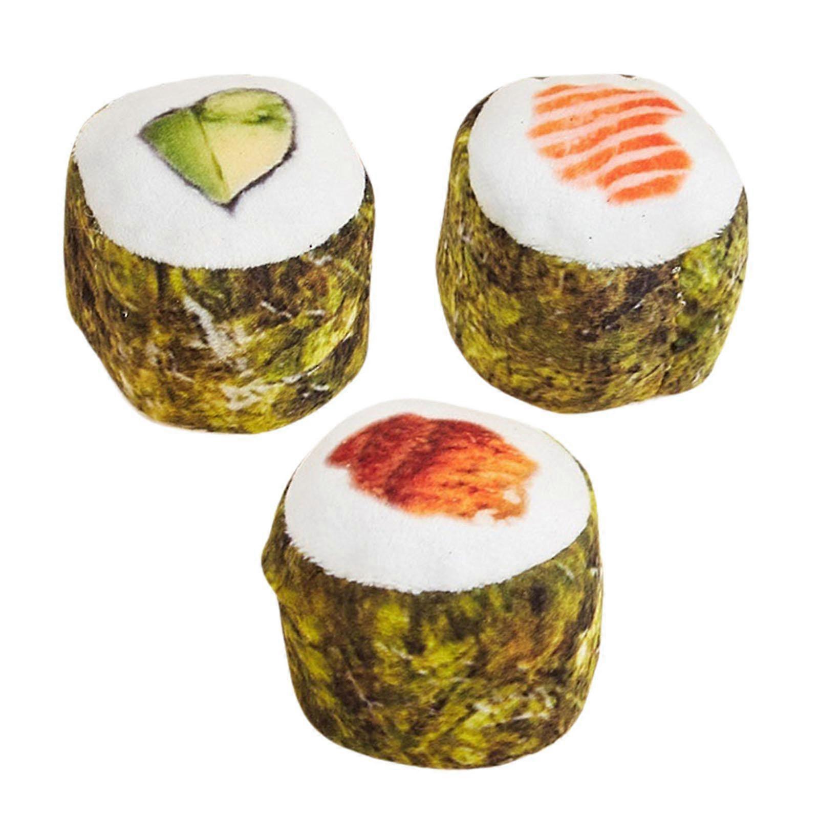 3 Pieces Sushi Cats Toys Contains Catnip Sniff Toys Kitten Chew Bite Supplies