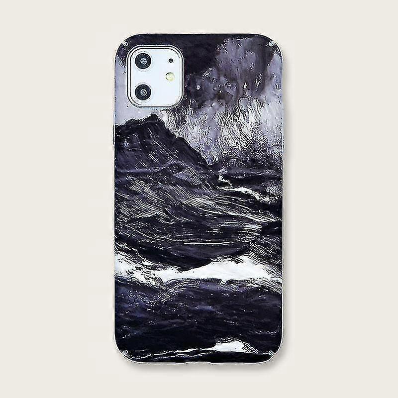 black ocean wave mobile phone case(black)