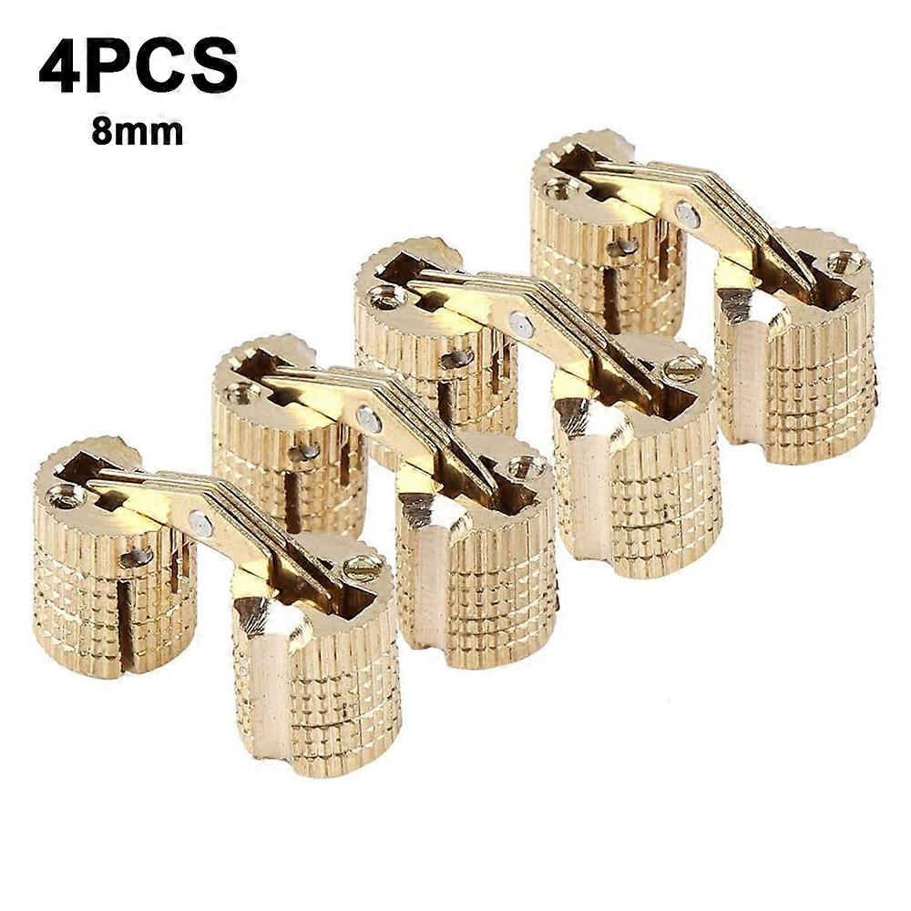 4-Pack Hidden Brass Barrel Hinges - Cylindrical Invisible Concealed Hinges - Sturdy and Reliable