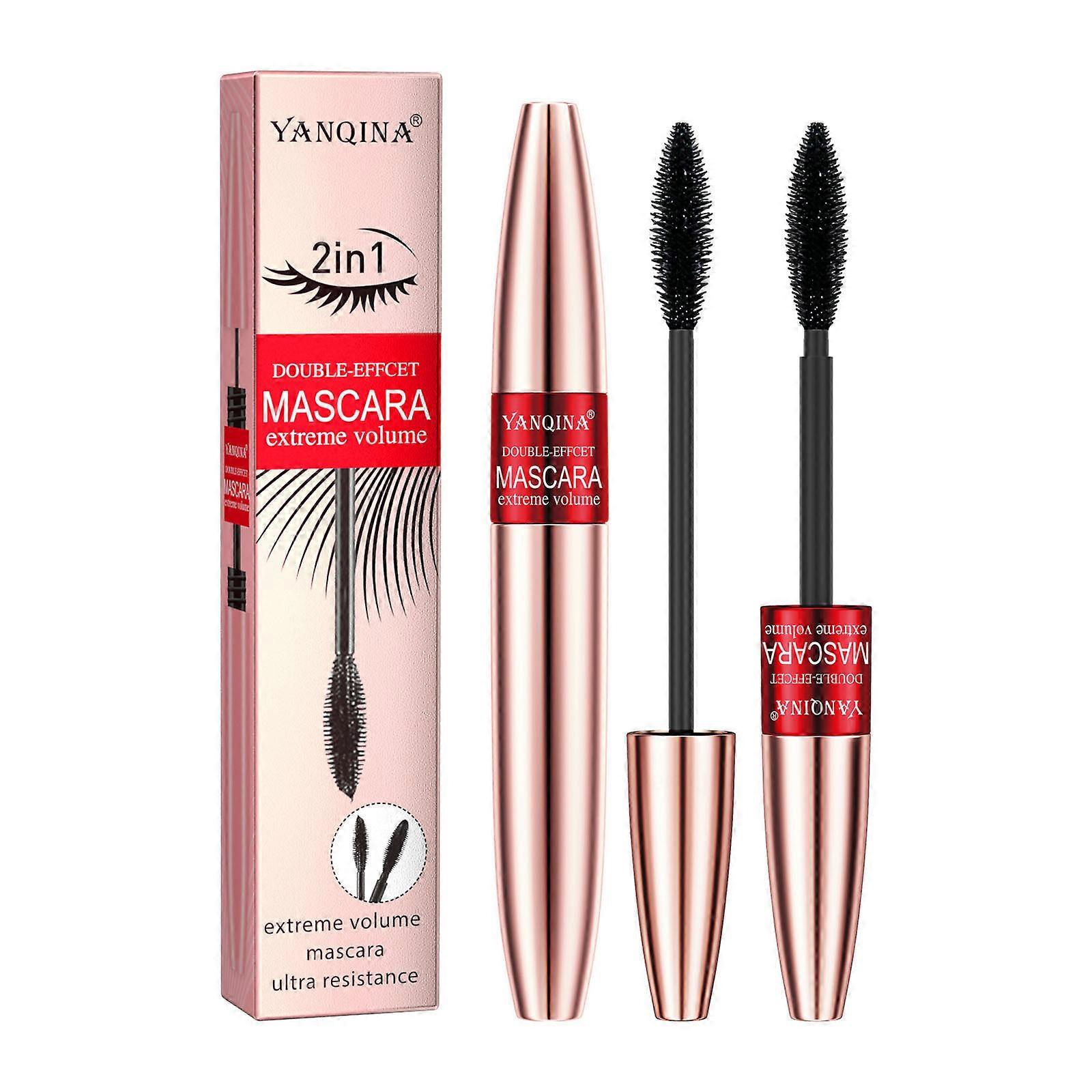Double Effect Eye Black Mascara Cream, Μακρύ, Σγουρό, Παχύ,, Αντιδραστικό Ιδρώτα, Μακράς Διαρκείας, Χωρίς Μουτζούρες, 2-σε-1 Κρέμα Μαύρης Μάσκαρα Ματιών