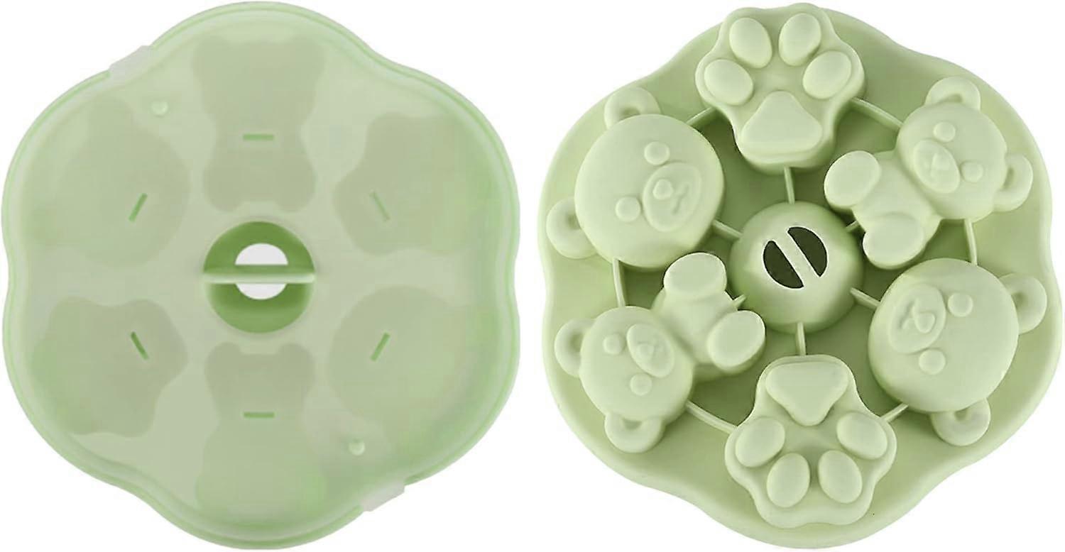 Shape Cute Ice Cube Tray with No-Spill Removable Lid,  Make 6 Ice Cubes Bear Shape for Ice Cream, Water, Drinks