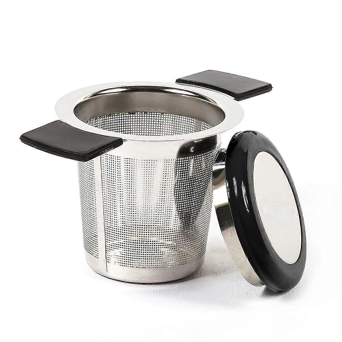 Stainless Steel Tea Filter Tea Infuser Tea Strainer With Fine Hole Silicone Handle And Lid For Mug