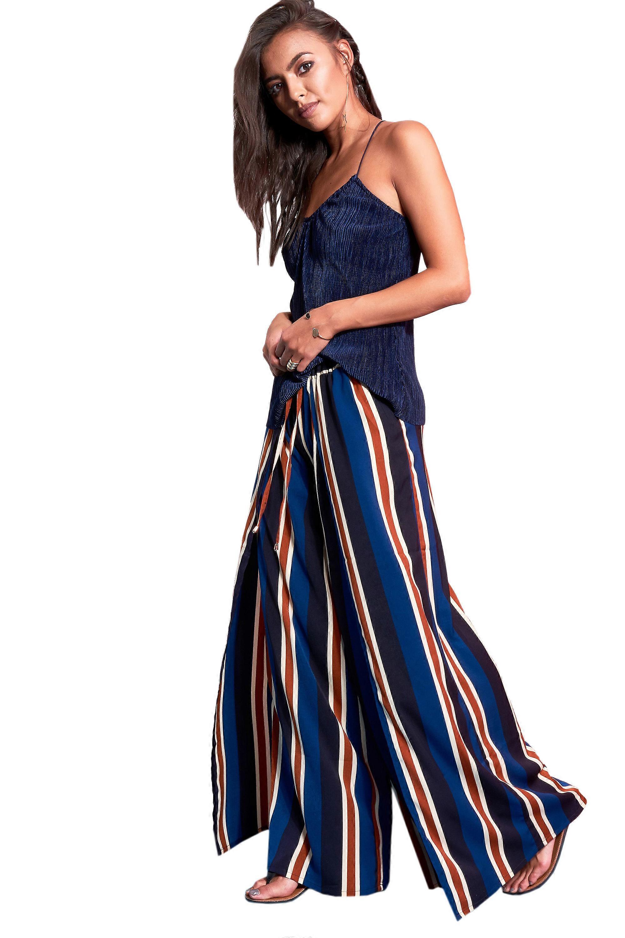 Lavish Alice Split Side Striped Palazzo Pants