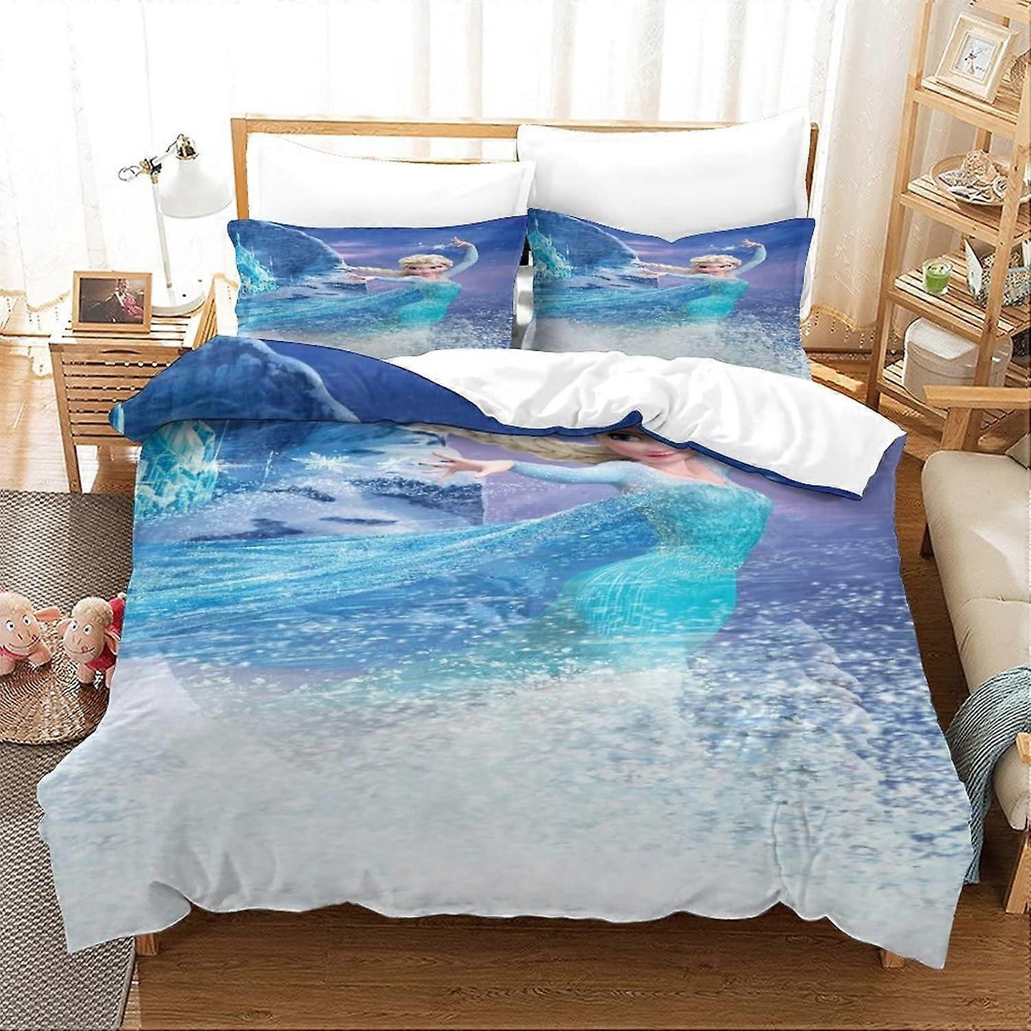 Frozen Duvet Cover Sets Bedding Set with Zipper Closure for Kids Teens Pieces Skin-friendly Quilt Cover DE