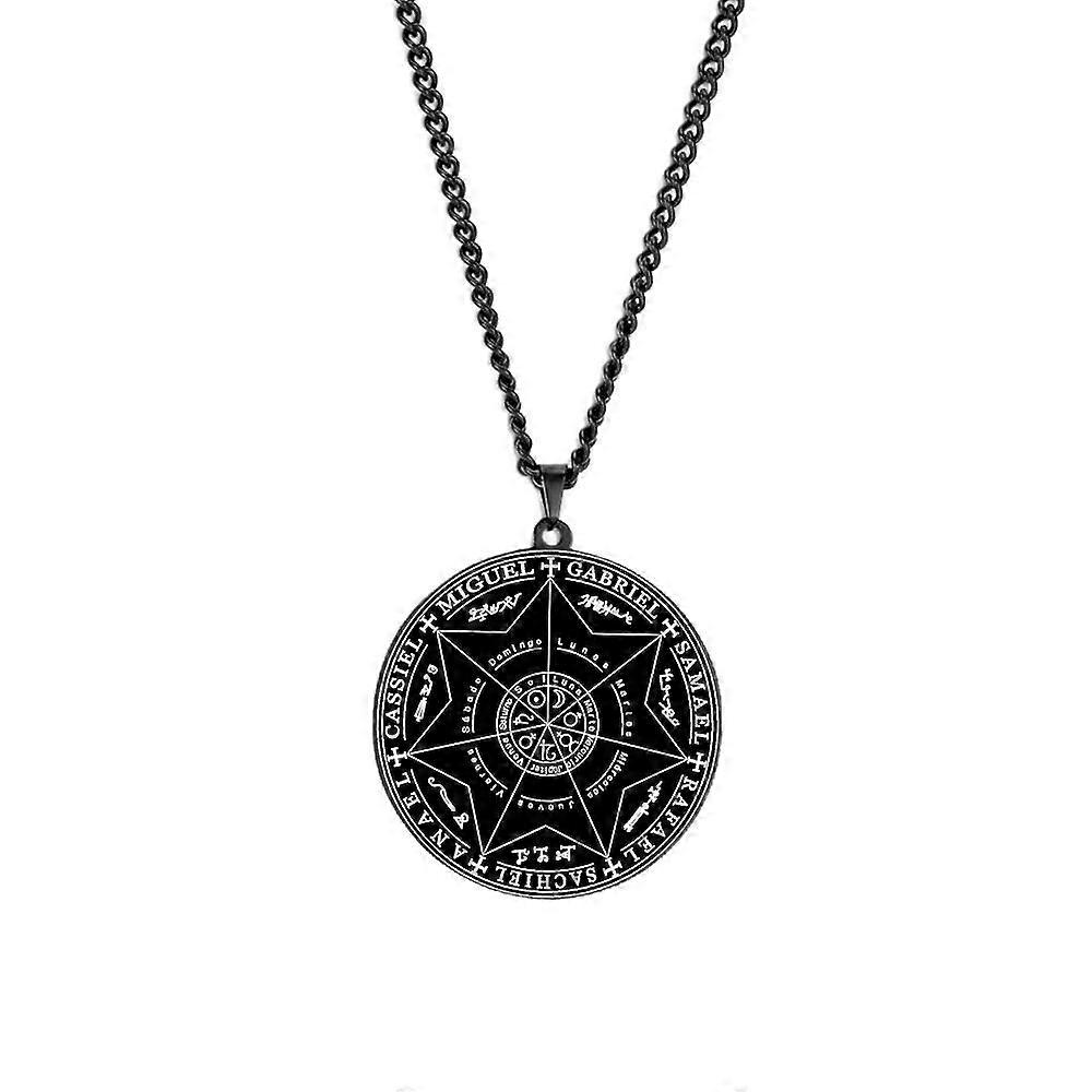 HLSS010 Seglet til syv erkeengler SACHIEL ANAEL CASSIEL MIGUEL GABRIEL  SAMAEL RAFAEL amulett rustfritt stål anheng halskjede | Fruugo NO, image size:1000x1000