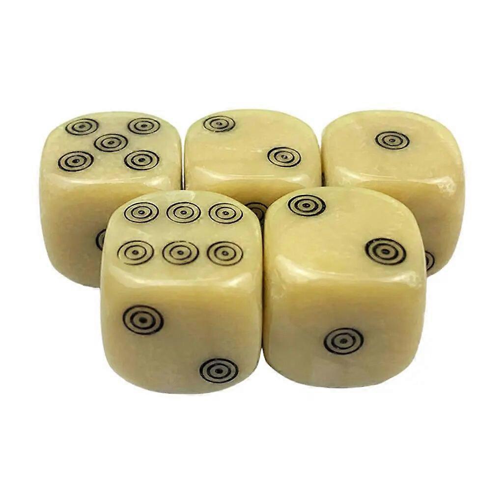 5PCS Opaque Acrylic Six Sided Circles Pattern for Roleplaying Party Prop Table Game