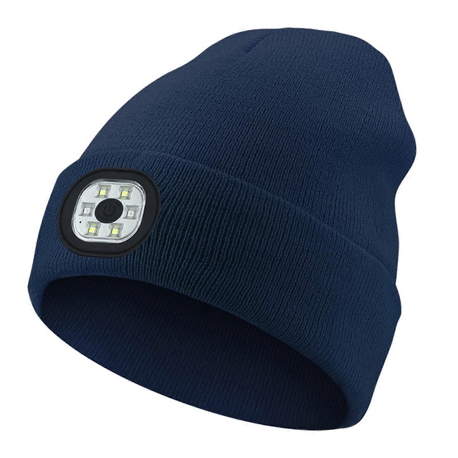 Winter Unisex LED Knitted Beanie Hat Thickened Cold-proof Soft Cap for Running Cycling