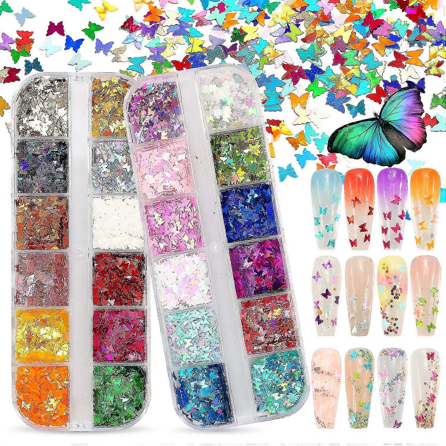 3d Holographic Glitter 24 S/set, Splarkly Sequins F Acrylic Mani Paillettes Ultrathin Face Glitters