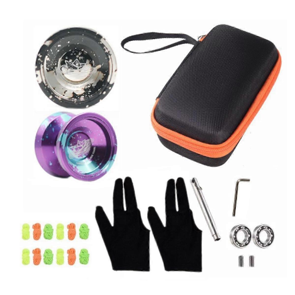 Yoyo Aluminum Alloy Responsive Unresponsive Yo-Yo Set with 10 Strings and 2 Glove Gifts