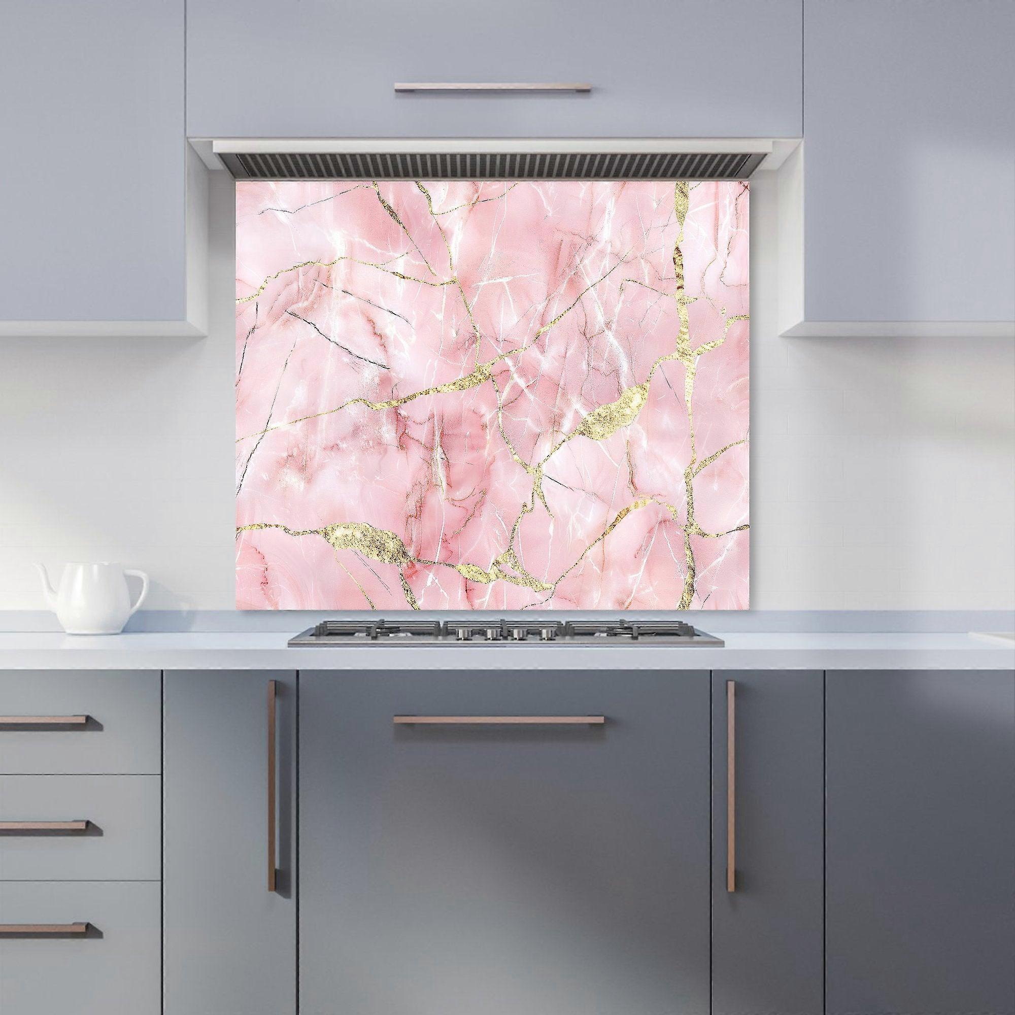 Rose Marble Effect Kitchen Splashback