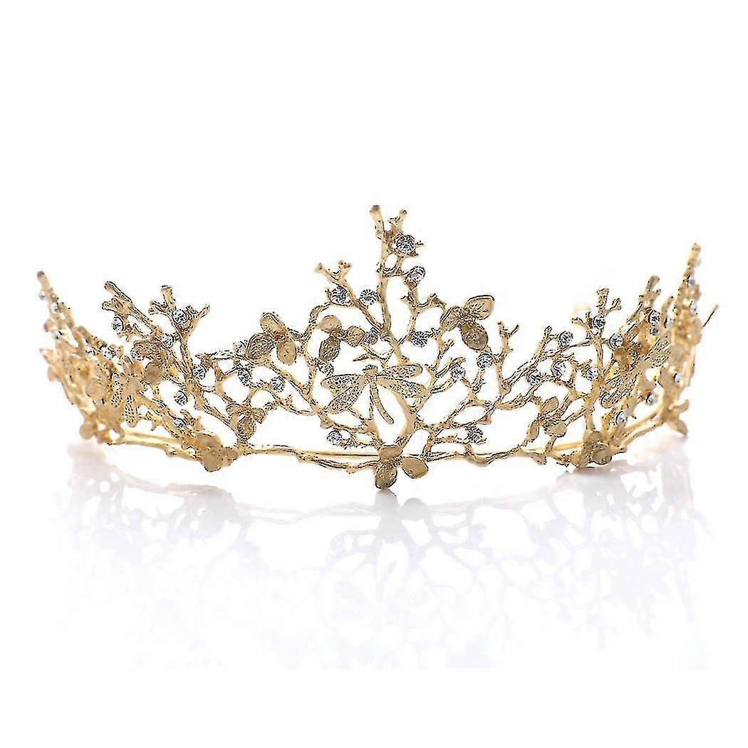 Crown Gold Tiara ,wedding Bridal Hair, Accessories Dragonfly Headband For Women And Girls,rose Gold Tone