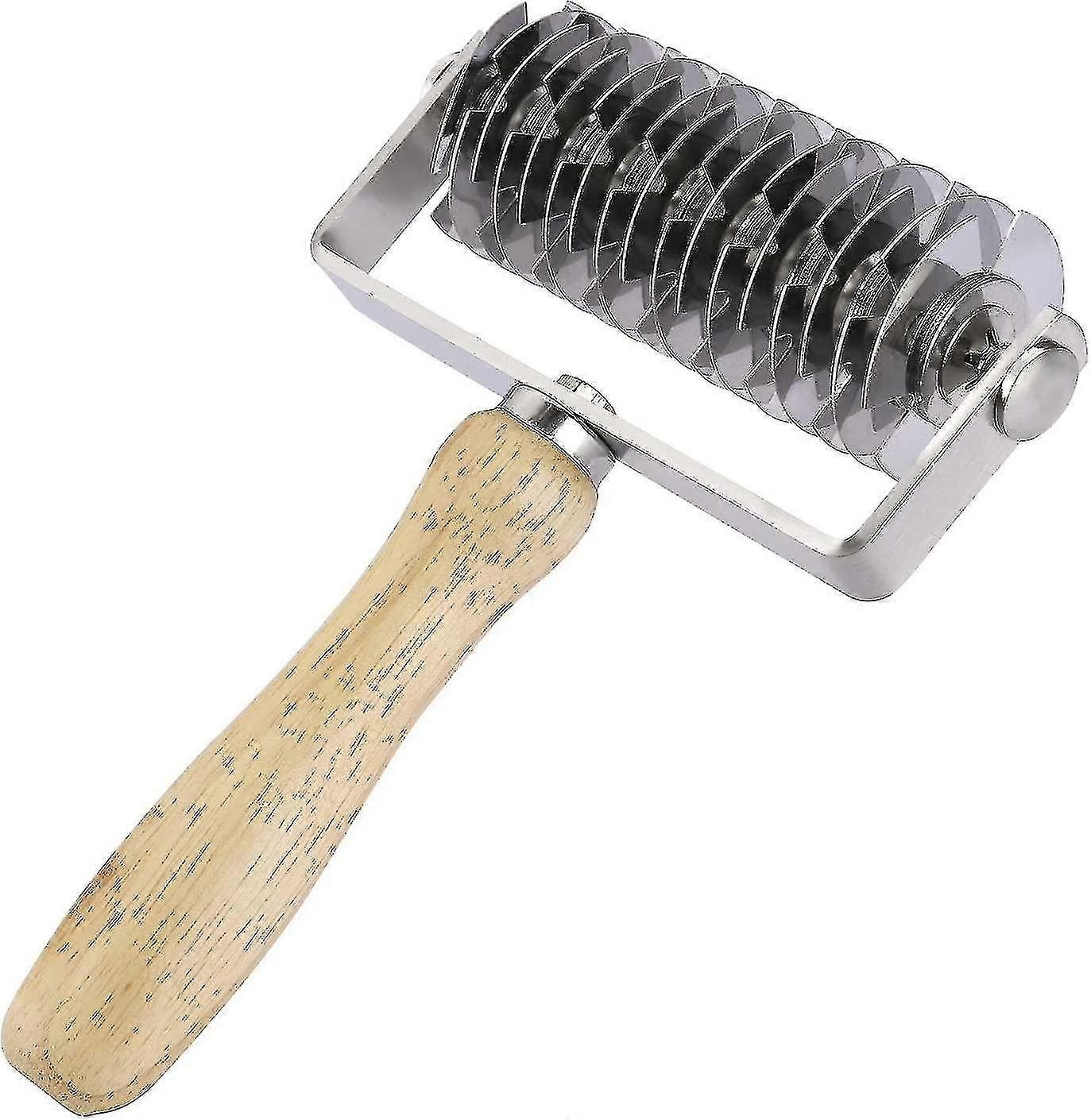 Lattice Pastry Roller Cutter, Stainless Steel Dough Roller, Wood Handle, Cookie Pie Kitchen Bakery Tool, Baking Craft Diy Baking Tool For Restaurant B