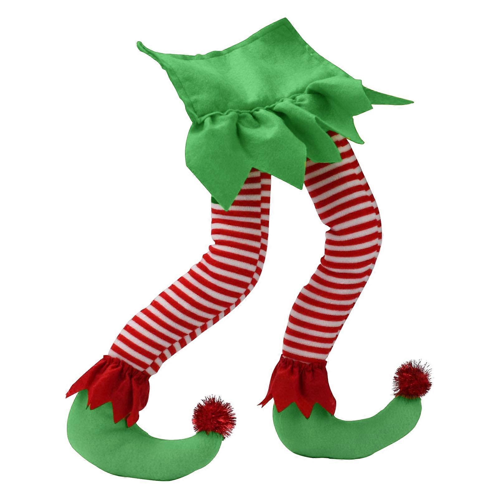 Christmas Elf Legs Comfortable Touch Fake Leg Soft Cute Plush Half Body Christmas Elf Leg for Home KAESI