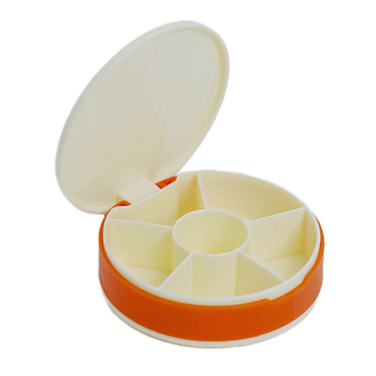 Round Portable Pill Box Tablet Dispenser Large Capacity Multiple Compartments Lightweight Pill Box Organizer with Dust-Proof Lid