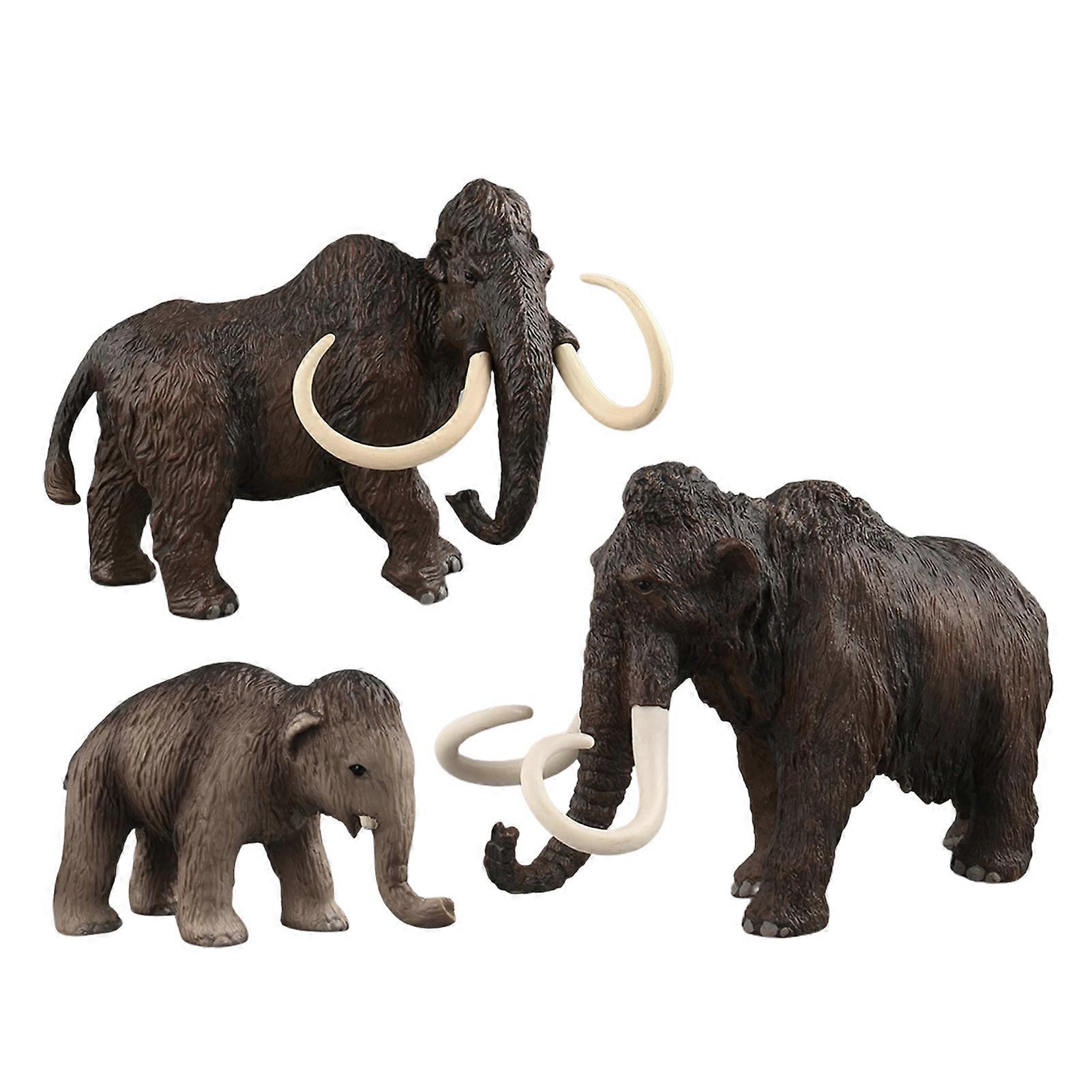 3Pcs Mammoth Figure Toy Inspire Imagination High Simulation Educational Toys Artificial Wild Animal Elephant Toy Kit for Kids KAESI