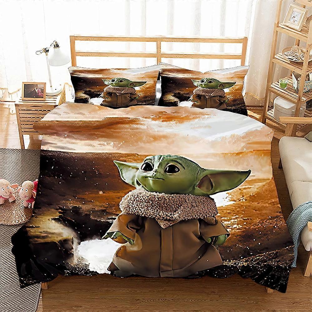 v5104 מצעים מצעים מלחמת הכוכבים Yo-da 3 יח 'שמיכה סט עם 2 ציפיות, מלחמת הכוכבים Yod-A סט מצעים לילדים מבוגרים, כל העונה Ligh