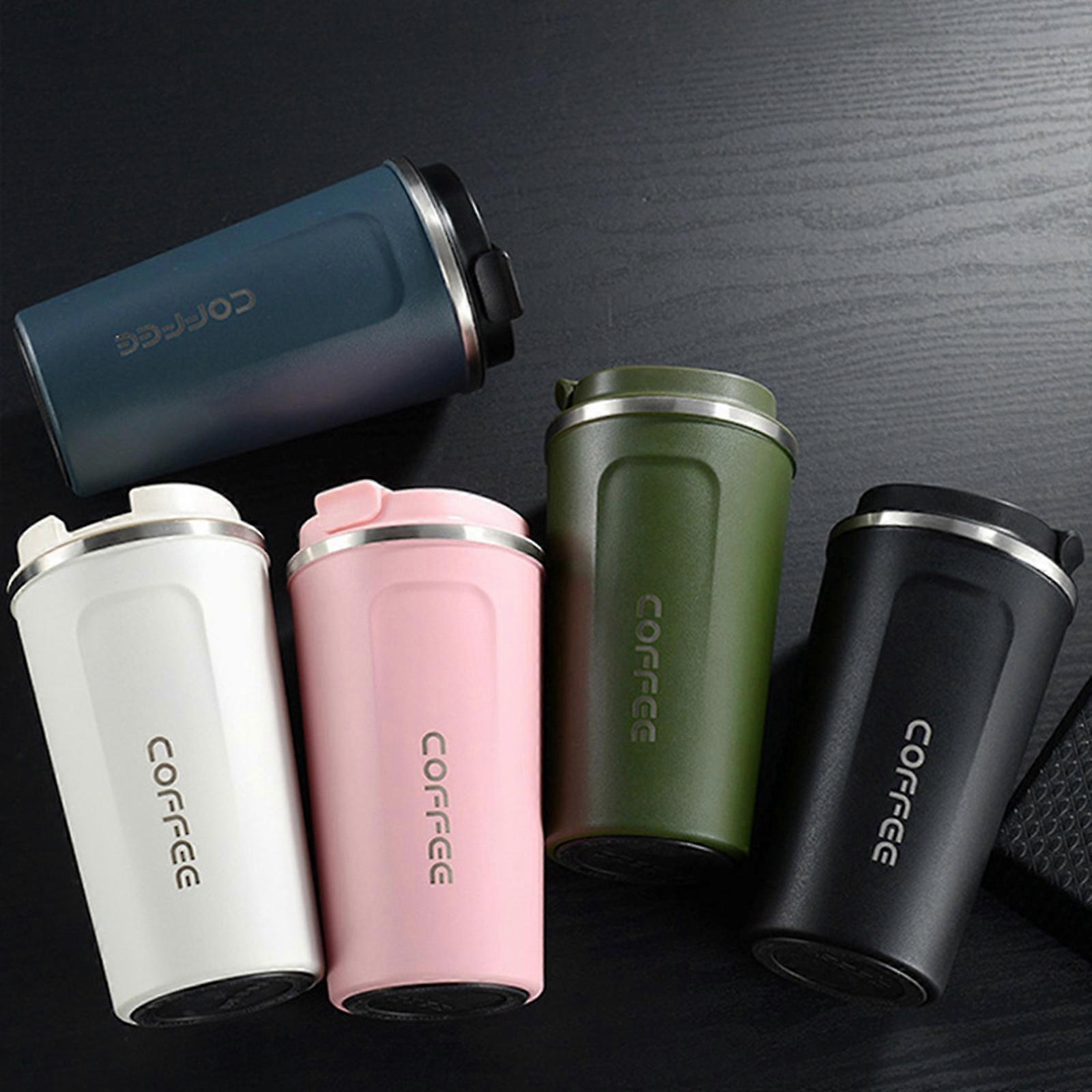 Coffee cup 304 stainless steel cup double-layer vacuum insulation cup car portable accompanying cup mug ordinary model - blue 510ml