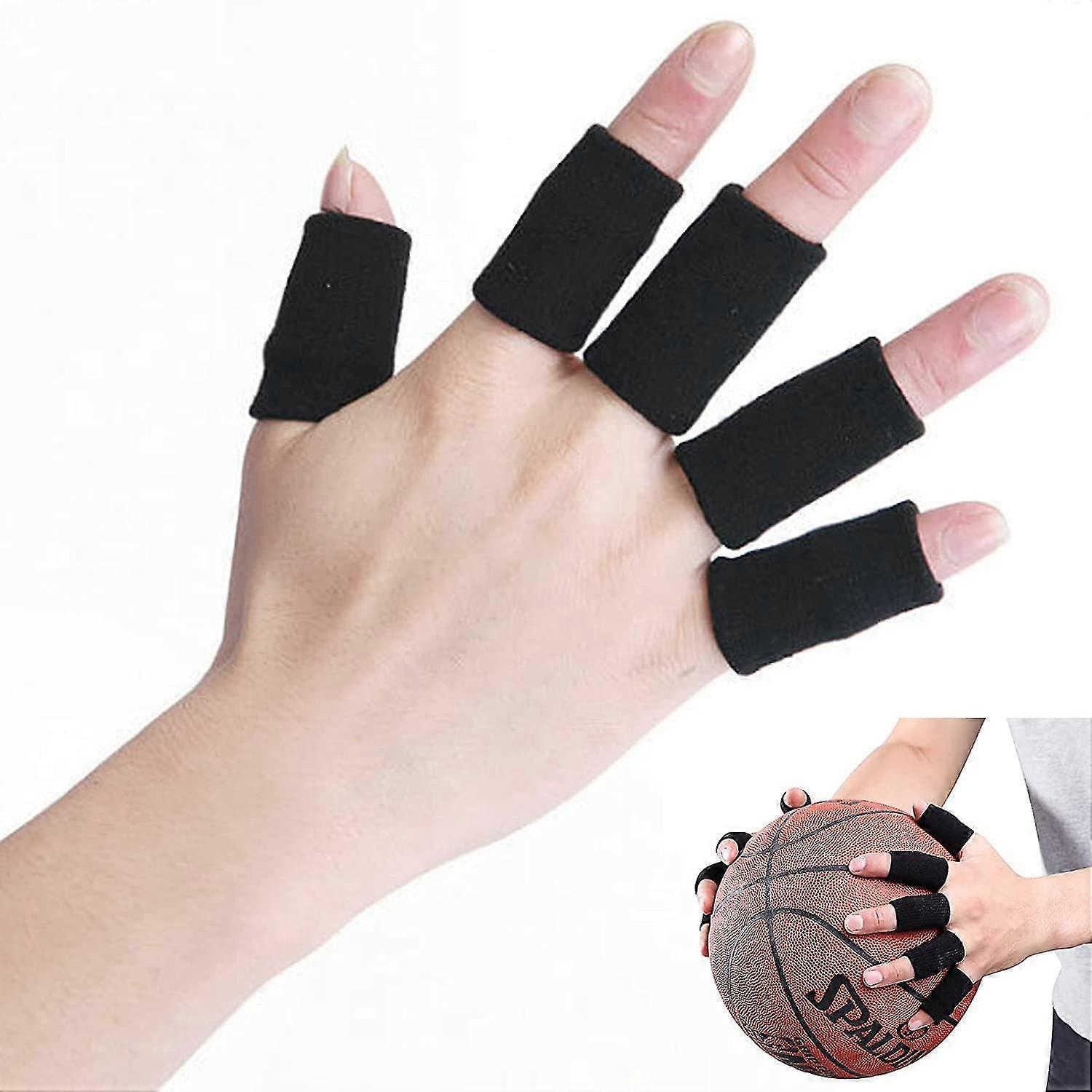 10 Finger Cover, Thumb Splint Support Elastic Finger Support Pain Relief Haircut Clippers Basketball Baseball Compression Protector, Black