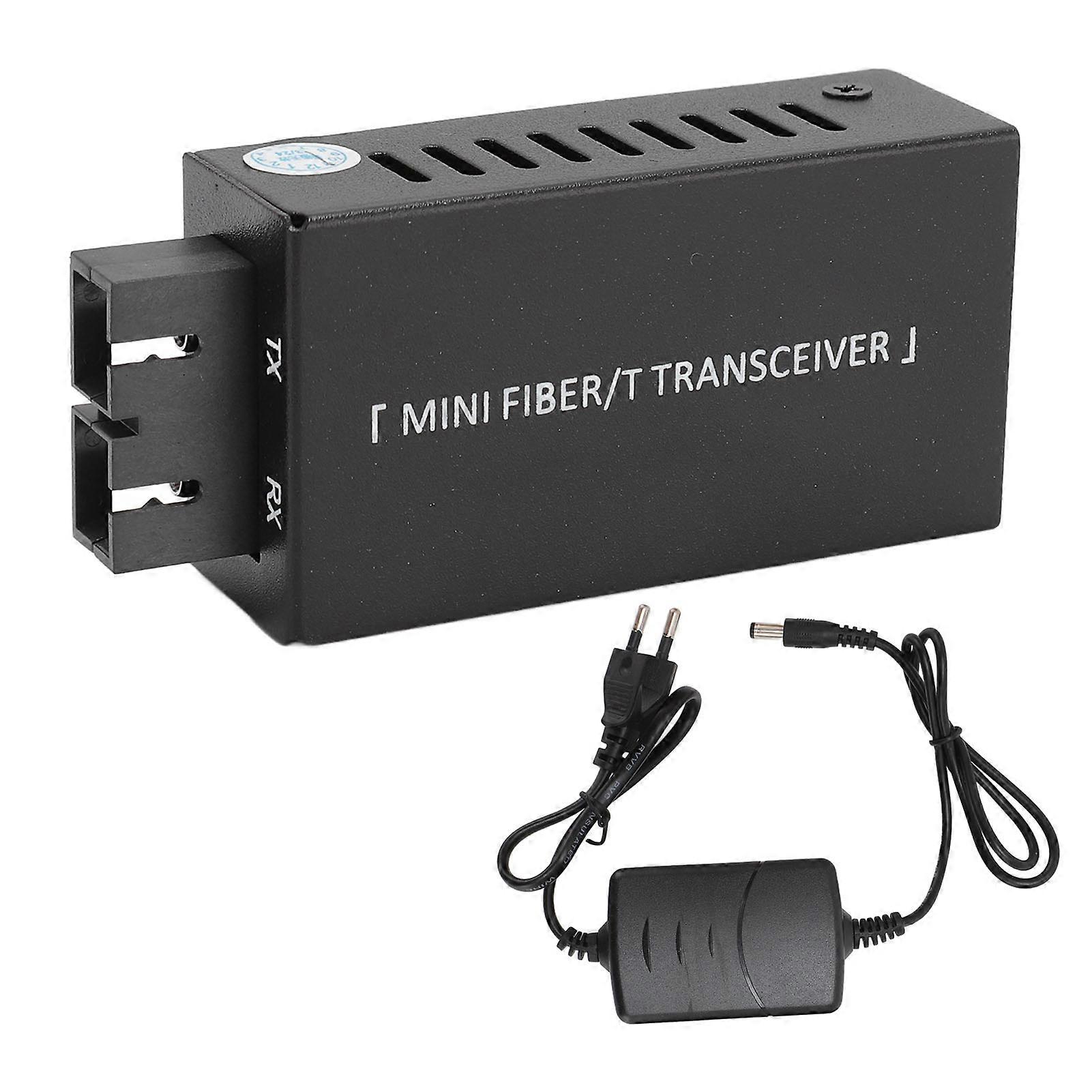 Ethernet Media Converter 20km 1000M Single Mode Tx1310nm SC DC5V1A Mini Fiberoptisk Transceiver 100?240V EU-kontakt