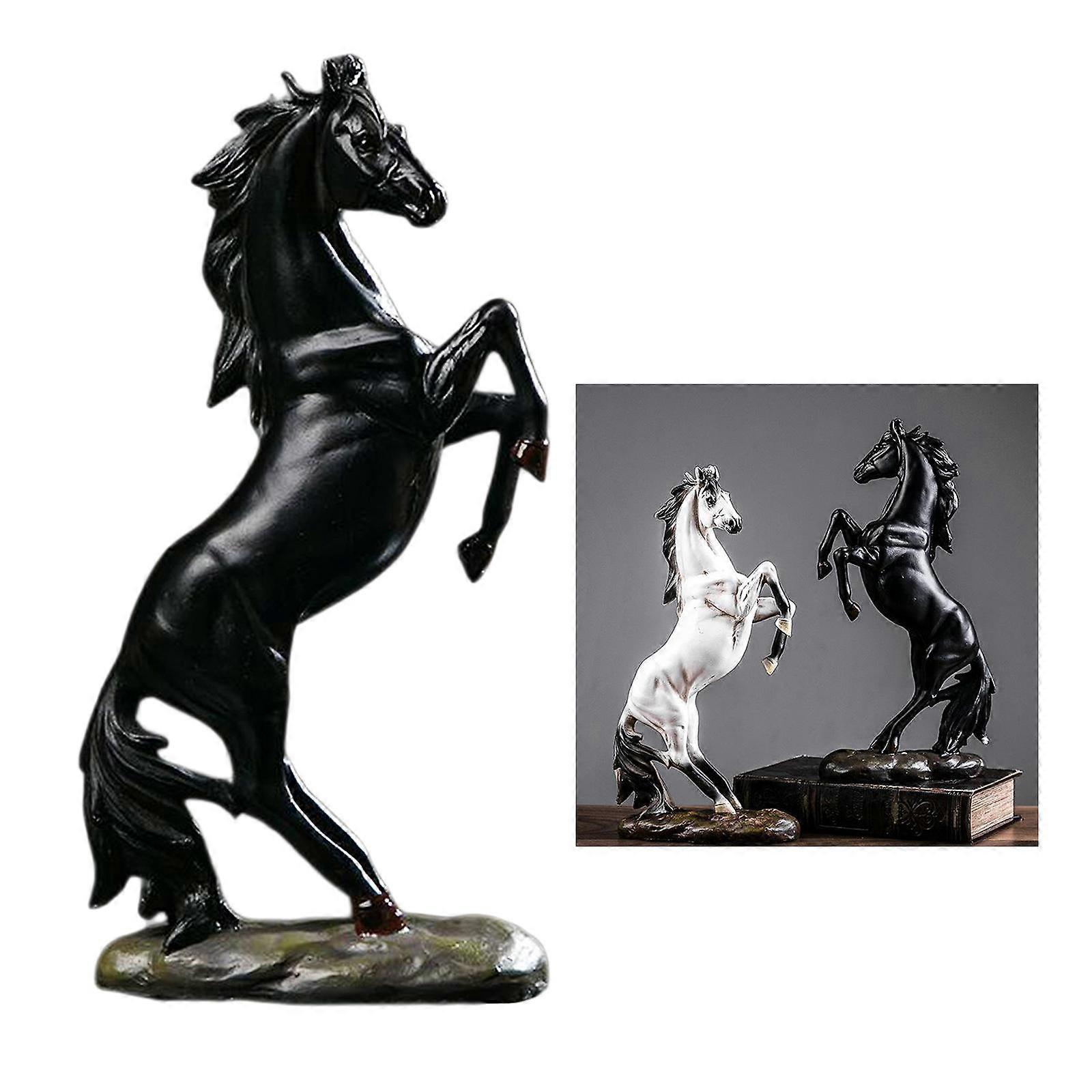 Vivid Horses Figurine Ornaments Lifelike Hand Curved Sculpture for Home Office Desktop Tabletop Statue Shop Bar Counter Shelf Decoration Collections -