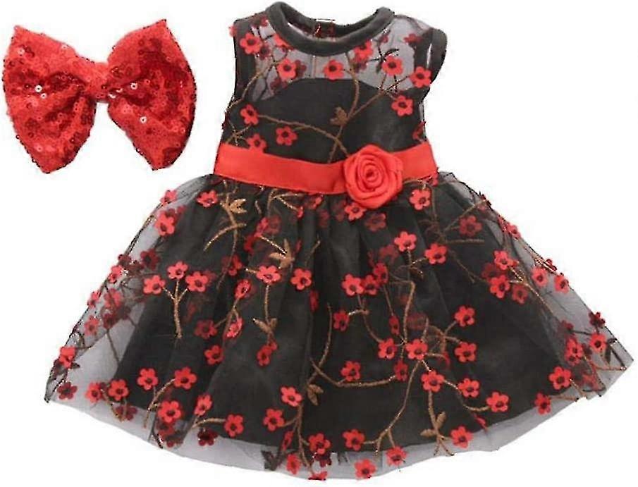 18 tums dockkläder Tjejdocka Kläder Klänning med hårband för amerikanska 18 tums dockkläder Tillbehör Svart 2 uppsättningar (h-3)