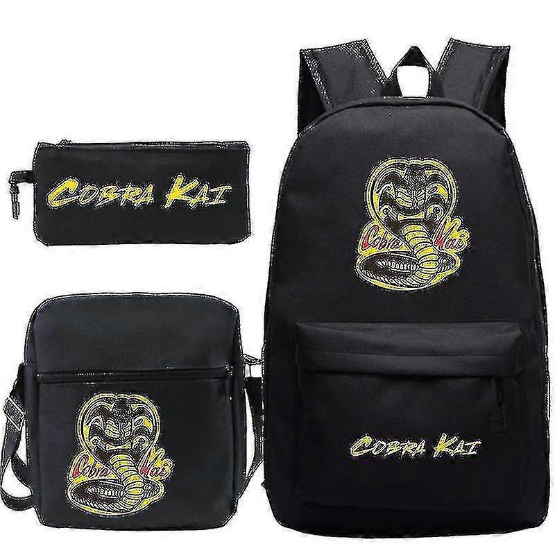 3 Pcs Set Cobra Kai Sac à dos Enfants Sacs d’école Sacs décontractés Imprimés Sac à dos pour adolescents Filles Garçons Sacs de voyage