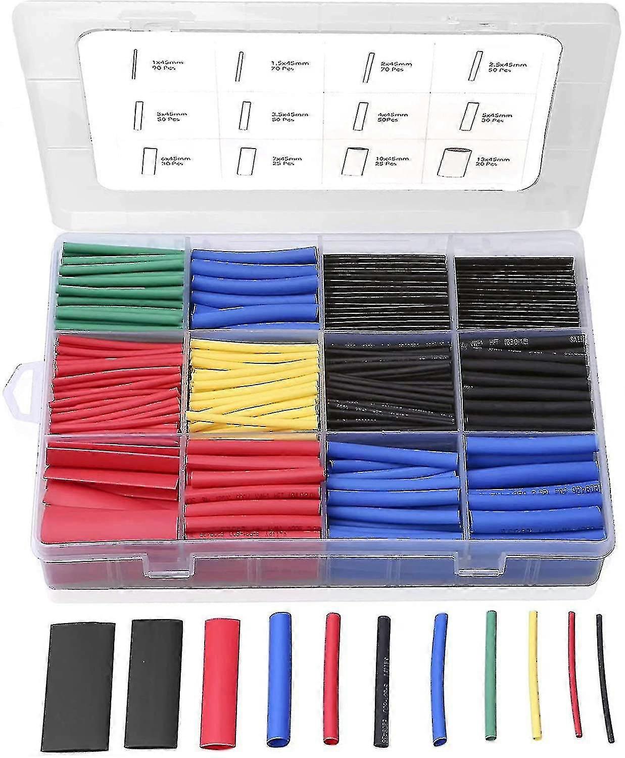 Box Of Assorted Shrink Tubing - 5 S/12 Sizes (box Of 560 Pcs)