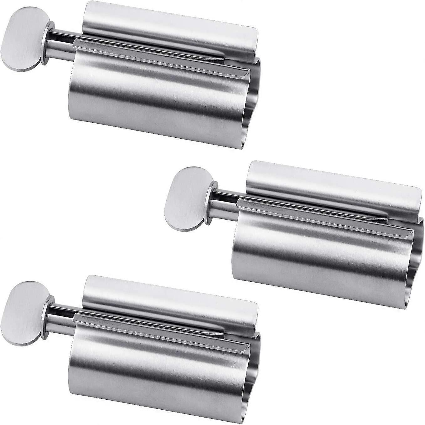 Set of 3 Stainless Steel Squeezer Toothpaste Holder, Rotating Toothpaste Dispenser, Rolling Tube Toothpaste Squeezer