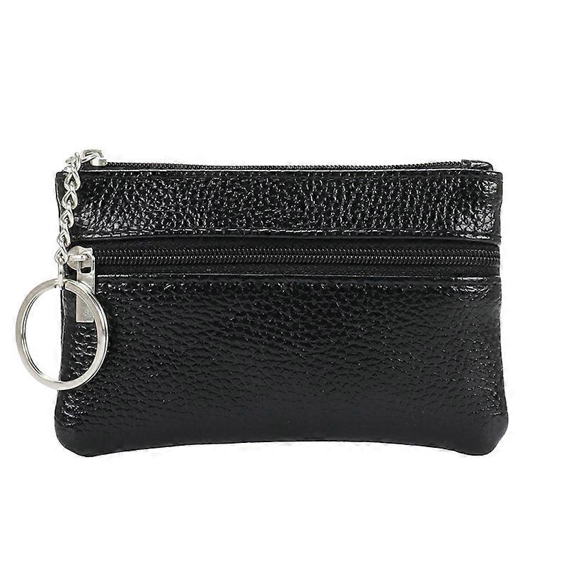 Genuine cowhide leather flat wallet for trouser and jacket pockets (black).