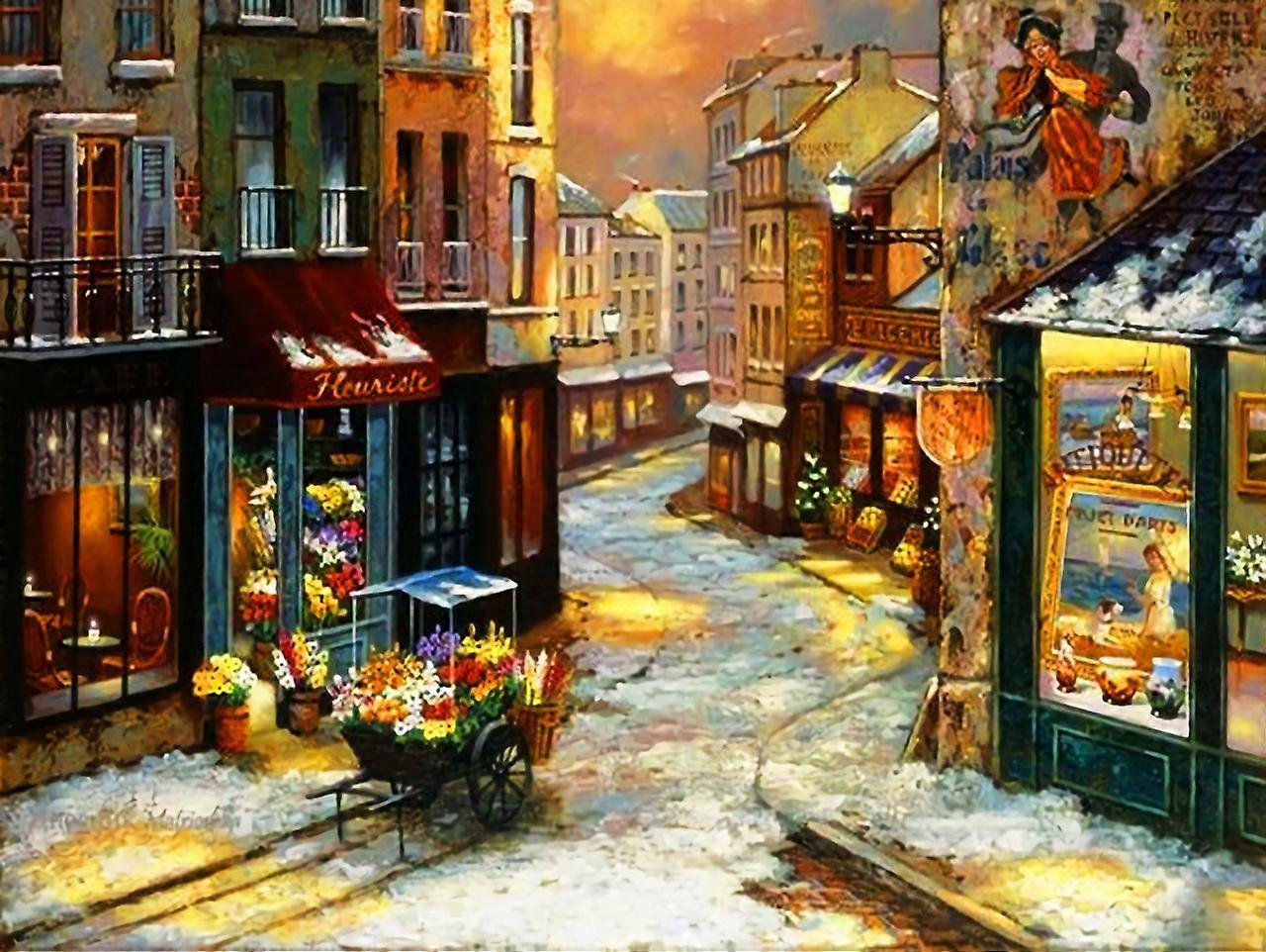 5D diaman(30*40)t peinture rue urbaine paysage architectural (44) brique peinture l'huile bricolage point de croix plein de diamants