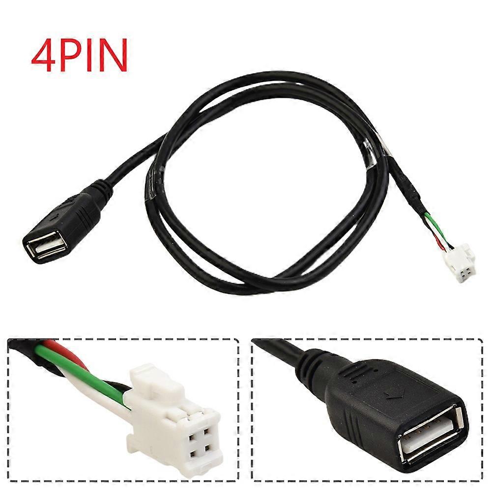 2 قطعة محول كابل تمديد USB للسيارة 4Pin + 6Pin) لراديو السيارة الروبوت ستيريو أسود 75 سم ملحقات الموصل الداخلي