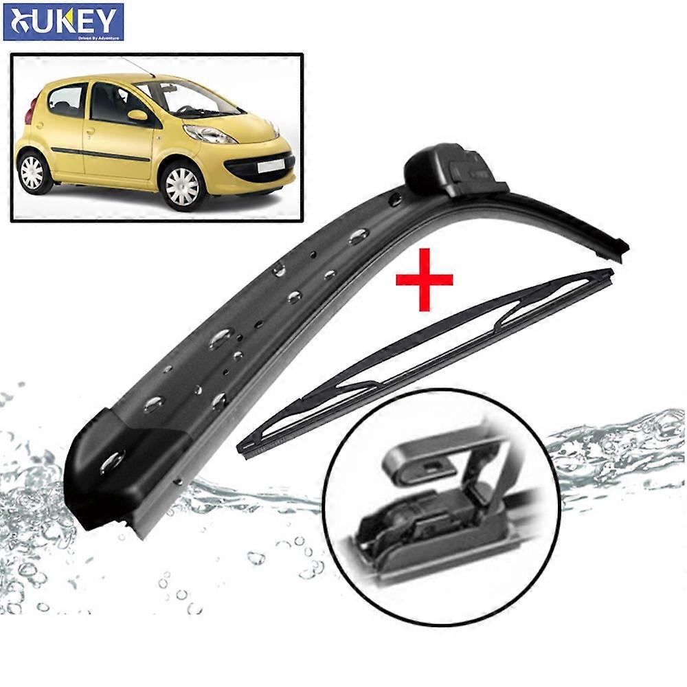 2 front and back door wiper blades, for Citron C1 MK1 (2014, 2013, 2012, 2011, 2010, 2009), for Peugeot 107, Toyota Aygo