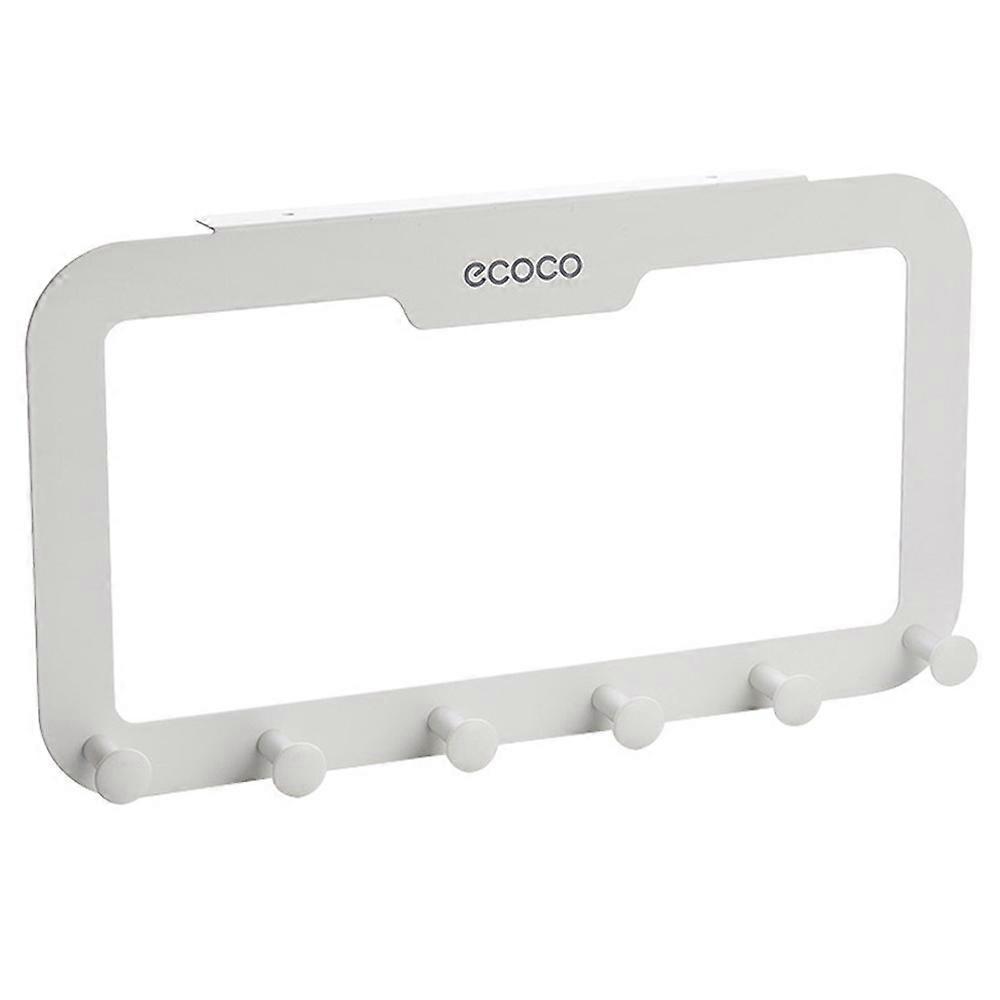 ECOCO Over Door Hook Adhesive 6 Hooks Door Hanger for Clothes Coat Towel Bag - Grey