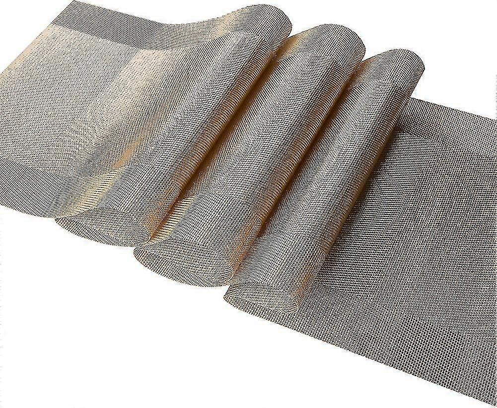 Bamboo-like Woven Vinyl Table Runner Ant Washable Rect Pvc Table