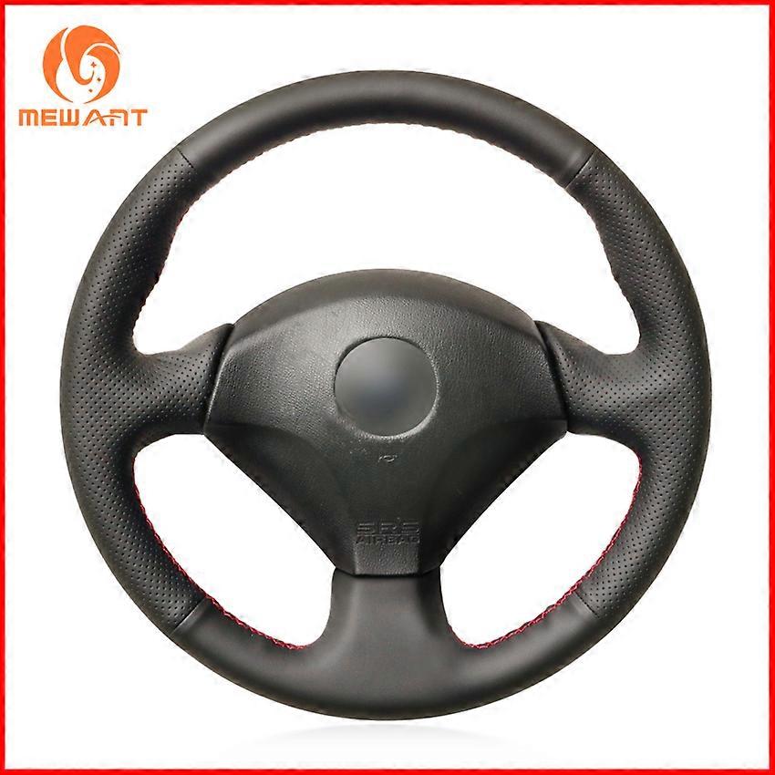MEWANT Black Genuine Leather Sew Wrap Steering Wheel Cover for Honda S2000 2000-2008 Civic Si 2002-2004 Acura RSX Type-S 2005
