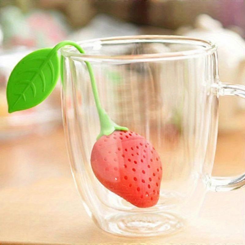 1pc, Creative Strawberry Design Loose Tea Leaf Strainer - Perfect for Infusing Herbal Spices and Diffusing Tea