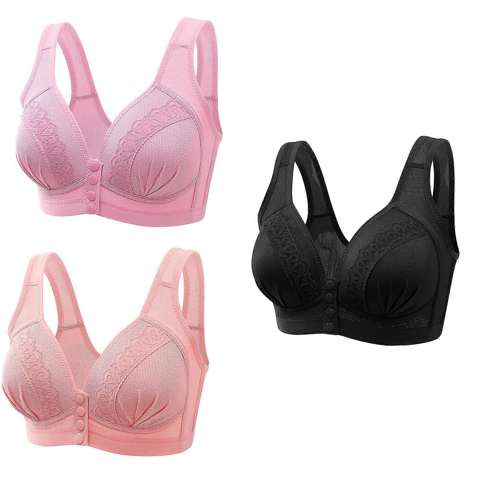 3pcs Tourmaline Shaping & Powerful Lifting Bra, Plus Size No Underwire Front Buckle Lace Lifting Bra Tourmaline Shaping Wireless Bra