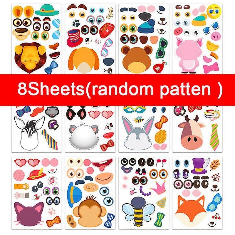 Redkid Creative Enfants DIY Autocollants Drôle Faire un animal Visage Assembler Jigsaw Enfants Puzzl