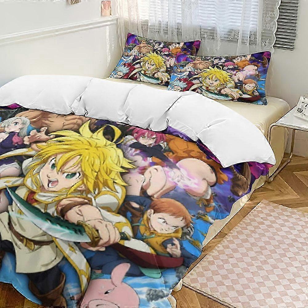 o766 Lençóis Os Sete Pecados CapitaisConjunto de Cama de 3 Peças Capa de Edredom Confortável e Confortável (1 Capa de Edredom e 2 Fronhas) Lençóis fg