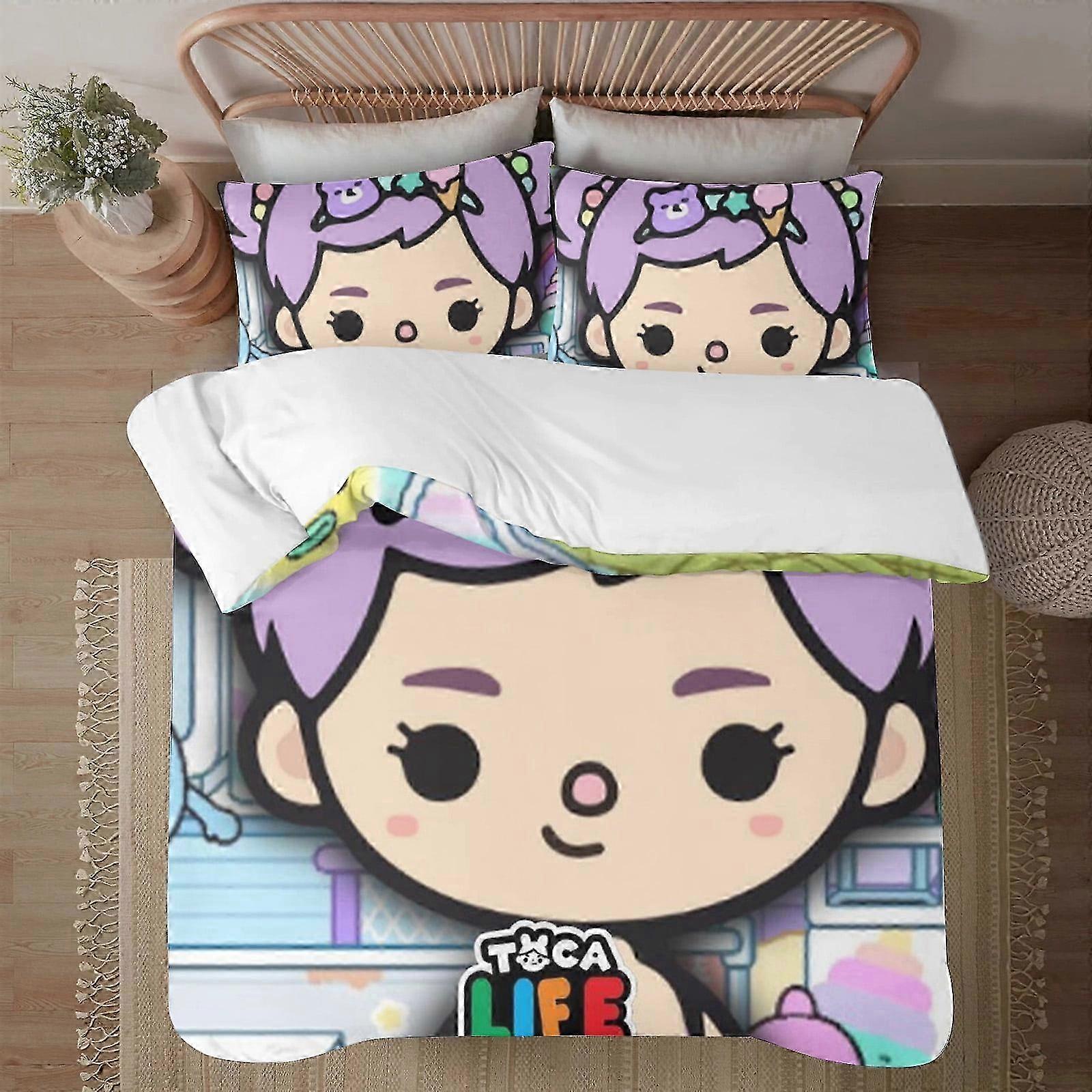 o893 Lençóis Toca Life SoftConjunto de Capa de Edredom Impresso em 3D com Capa de EdredomConjunto de 3 Peças Inclui Fronhas e Capa Mhine Waab (1 Duvet 