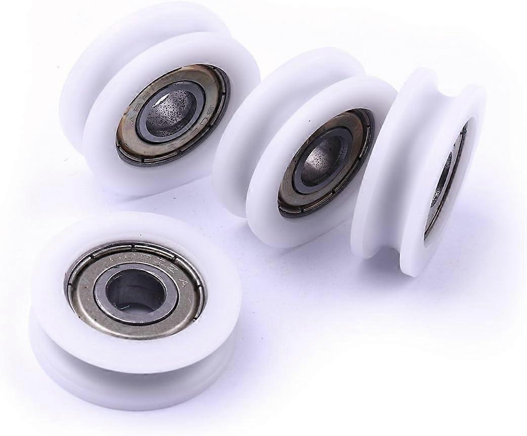 Set of 4 nylon rollers with grooves - for sliding gates, corner bars, drawers - 4x18x6mm