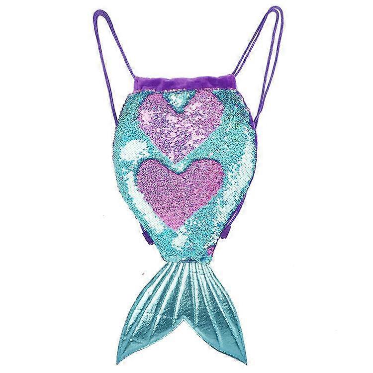 Sparkly Sequin Drawstring Bag Mermaid Glitter Rucsac