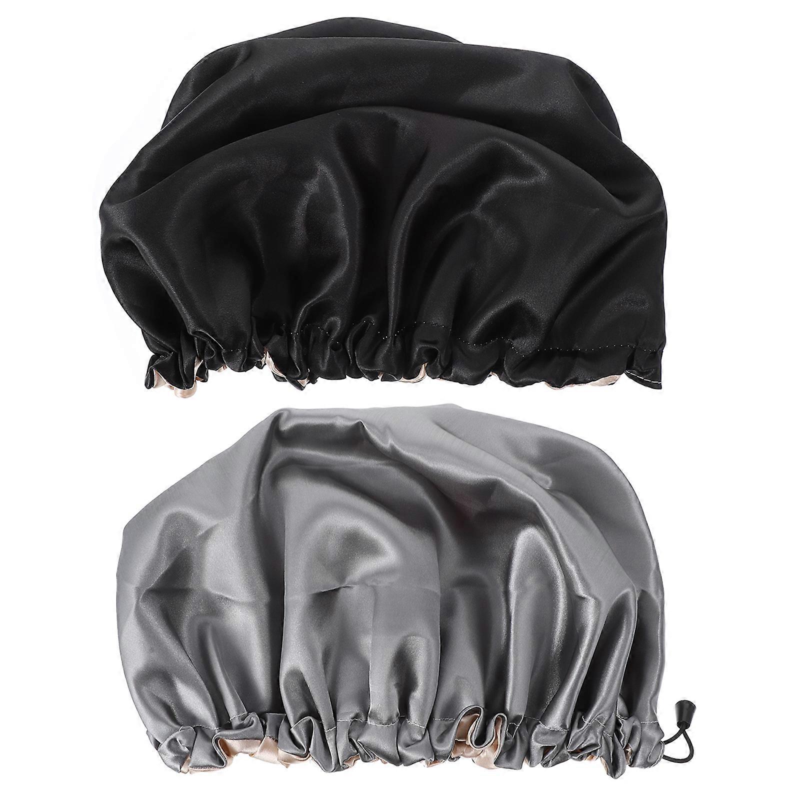 2pcs Solid Color Makeup Cheveux Réglable Cheveux Bonnet Nuit Dormir