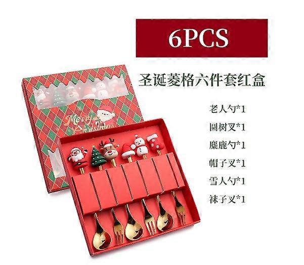 1 Set of Dessert Spoon Fork Xmas Themed Tableware Party Dinnerware Kit Xmas Party Gift