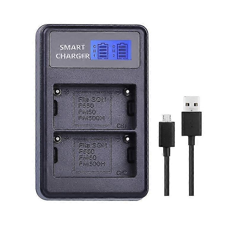 Lntelligent LCD Display USB Dual-charge Charger for For Sony NP-FM500H / NP-FM50 / NP-F550