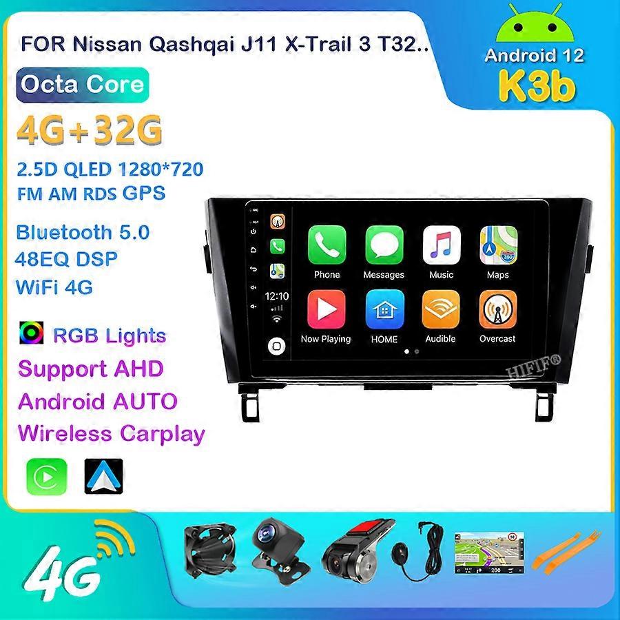 Carplay Android Auto Radio for Nissan Qashqai J11 X-Trail 3 T32 2013-2017 Carplay Car Multimedia GPS 2din autoradio