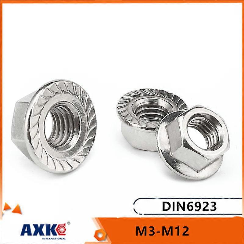 5/50X M3 M4 M5 M6 M8 M10 M12 High Quality Stainless Steel Hexagon Hex Head Serrated Spinlock Flange Nut Locknut Lock Nut DIN6923