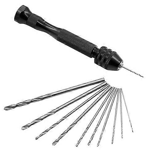 High Speed Steel Hand Drill with Keyless Chuck 10 Twist Drills Rotary Tool JIKAIX
