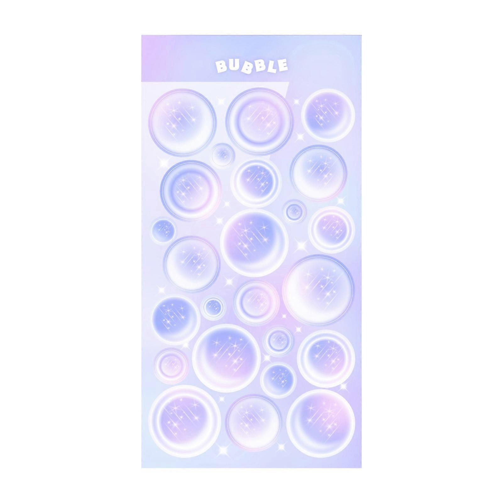 JIKAIX 1 Sheet Scrapbook Sticker Self-adhesive Glitter Removable No Residue Easy to Apply DIY Colorful Bubble Shape Diary Sticker Stationery Supplies