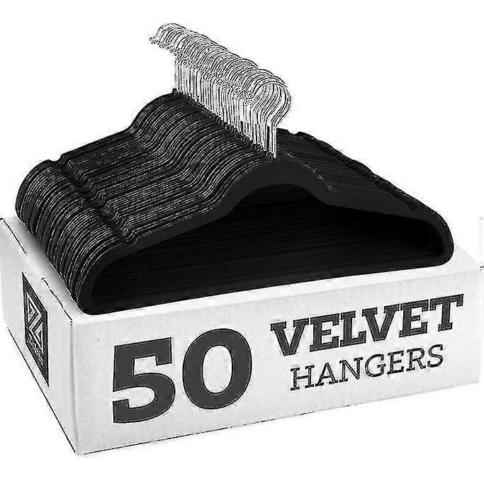 Skridsikre fløjlsbøjler - Dragtbøjler (10-pak)-sort